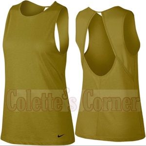 Nike Moss Green & Black DRI-FIT Studio Open Back Cut Out Sleeveless Tank Top XS